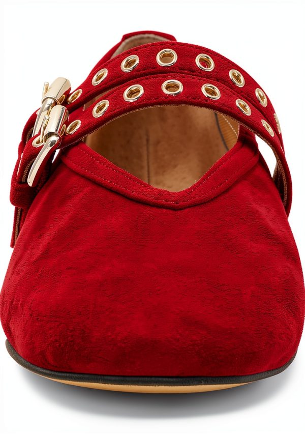 Red Suede Shoes Comfort Fit Casual Footwear for Women-1