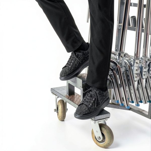 Steve Madden Womens Sneakers Silver Multi Black Rhinestone-8