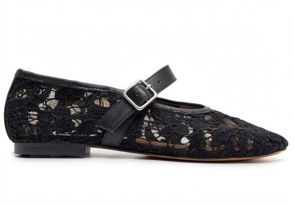 Black Lace Shoes Womens Comfort Fit Casual Footwear-5