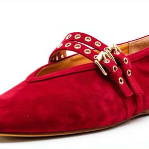 Red Suede Shoes Comfort Fit Casual Footwear for Women-0