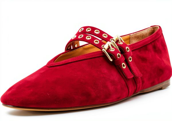 Red Suede Shoes Comfort Fit Casual Footwear for Women-0