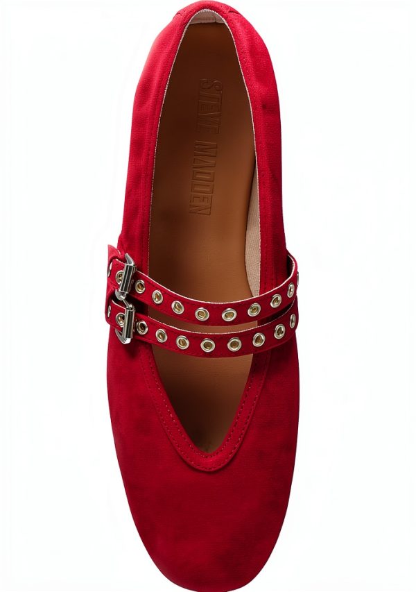 Red Suede Shoes Comfort Fit Casual Footwear for Women-4