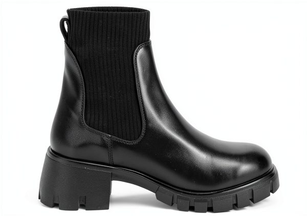 Steve Madden Womens Heeled Ankle Boot Lug Sole Knit Fabric-1