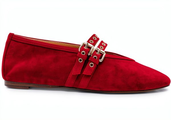Red Suede Shoes Comfort Fit Casual Footwear for Women-5