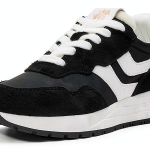 Black White Athletic Shoes Mens Running Comfort Support-0