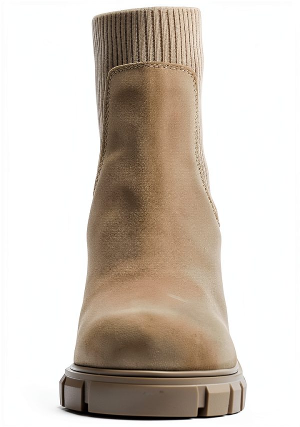 Steve Madden Womens Heeled Ankle Boot Lug Sole Knit Fabric-2