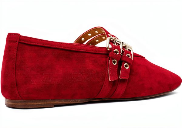 Red Suede Shoes Comfort Fit Casual Footwear for Women-6