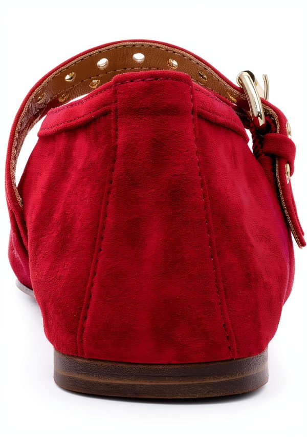 Red Suede Shoes Comfort Fit Casual Footwear for Women-2