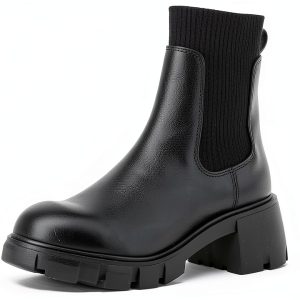 Steve Madden Womens Heeled Ankle Boot Lug Sole Knit Fabric-0